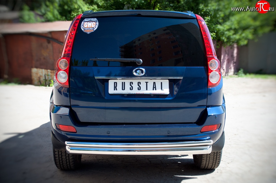 17 549 р. Защита заднего бампера (Ø76 и 42 мм, нержавейка) SLITKOFF  Great Wall Hover H5 (2010-2017)  с доставкой в г. Кемерово