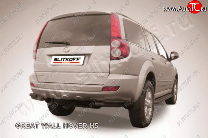 5 549 р. Защита заднего бампера из уголков d57+d42 Slitkoff (двойные)  Great Wall Hover H5 (2010-2017) (Цвет: серебристый)  с доставкой в г. Кемерово