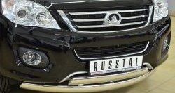16 849 р. Защита переднего бампера (2 трубыØ75х42 мм, нержавейка) Russtal Great Wall Hover H6 (2012-2016)  с доставкой в г. Кемерово. Увеличить фотографию 2