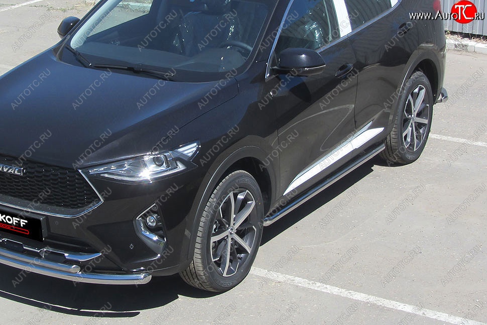 11 999 р. Защита порогов (Ø57 мм, нержавейка) Slitkoff  Haval F7 - F7x  с доставкой в г. Кемерово