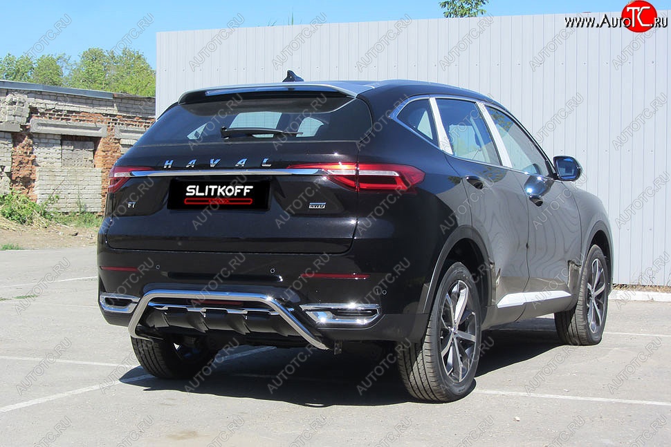 15 549 р. Защита заднего бампера (Ø42 мм, нержавейка) Slitkoff Haval F7x дорестайлинг (2019-2022)  с доставкой в г. Кемерово