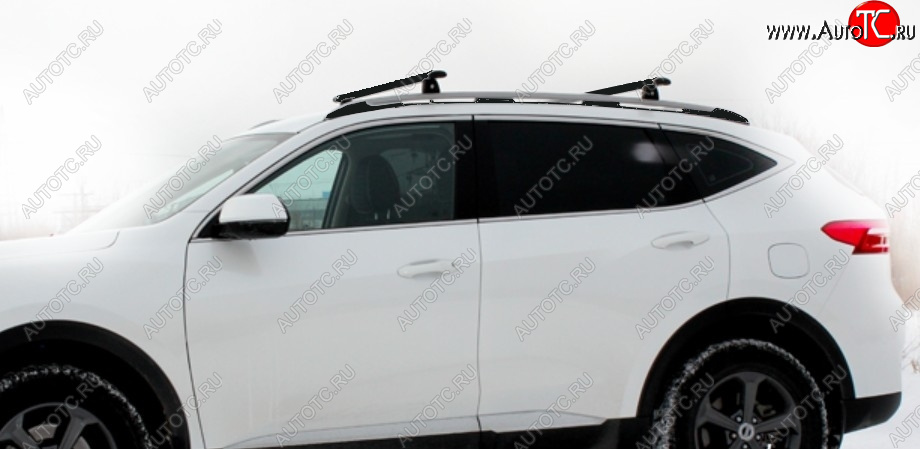14 849 р. Рейлинги крыши АПС  Haval F7 (2018-2024)  дорестайлинг, рестайлинг (Черно-серебристые, поперечины черные, L1300)  с доставкой в г. Кемерово