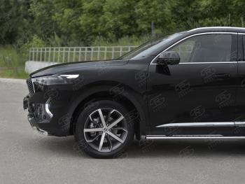 13 999 р. Защита переднего бампера (Ø42 мм, нержавейка, 4WD) SLITKOFF  Haval F7x (2019-2022) дорестайлинг (полированная нержавейка)  с доставкой в г. Кемерово. Увеличить фотографию 4