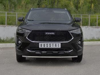 Защита переднего бампера (Ø42 мм, нержавейка, 4WD) SLITKOFF Haval F7x дорестайлинг (2019-2022)