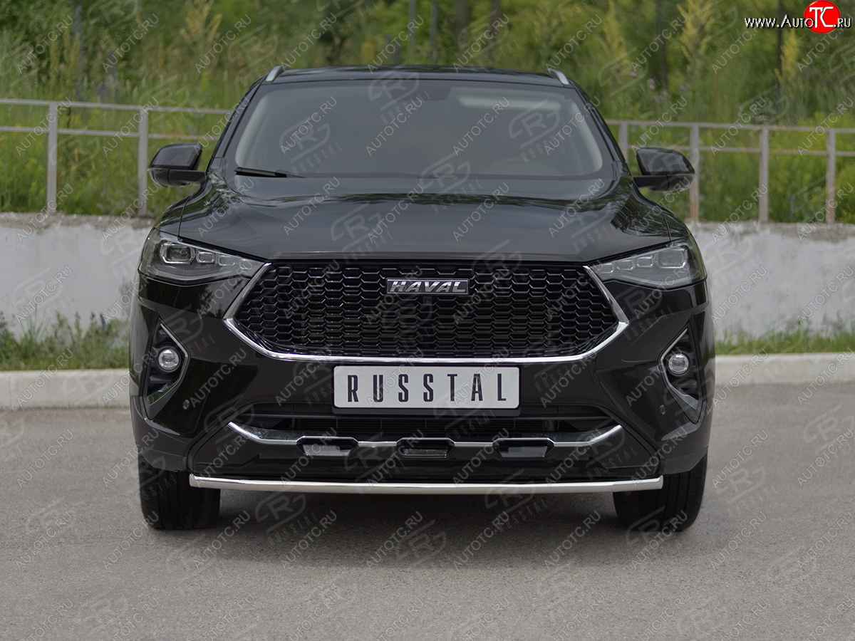 11 199 р. Защита переднего бампера (Ø42 мм, нержавейка, 4WD) SLITKOFF  Haval F7x (2019-2022) дорестайлинг  с доставкой в г. Кемерово