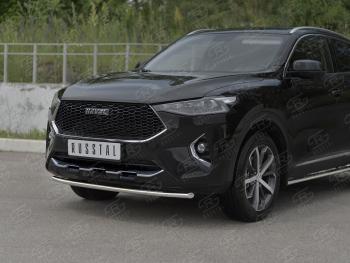 11 199 р. Защита переднего бампера (Ø42 мм, нержавейка, 4WD) SLITKOFF  Haval F7x (2019-2022) дорестайлинг  с доставкой в г. Кемерово. Увеличить фотографию 2