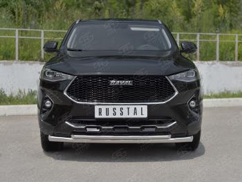 14 999 р. Защита переднего бампера (Ø63 мм секции, нержавейка, 1.5 4WD) SLITKOFF  Haval F7x (2019-2022) дорестайлинг  с доставкой в г. Кемерово. Увеличить фотографию 1