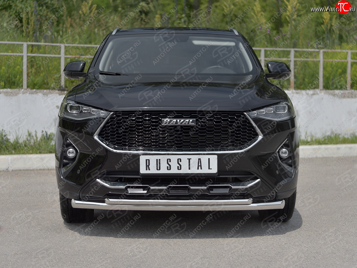 14 999 р. Защита переднего бампера (Ø63 мм секции, нержавейка, 1.5 4WD) SLITKOFF Haval F7x дорестайлинг (2019-2022)  с доставкой в г. Кемерово