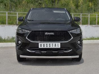 13 399 р. Защита переднего бампера (Ø63 мм секции, нержавейка, 1,5 4WD) SLITKOFF  Haval F7x (2019-2022) дорестайлинг  с доставкой в г. Кемерово. Увеличить фотографию 1