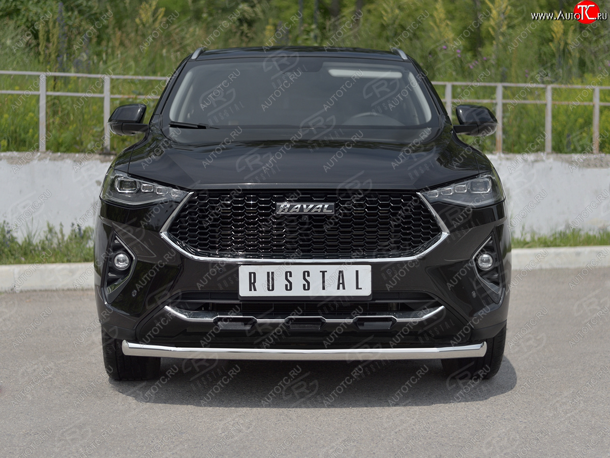 13 399 р. Защита переднего бампера (Ø63 мм секции, нержавейка, 1,5 4WD) SLITKOFF  Haval F7x (2019-2022) дорестайлинг  с доставкой в г. Кемерово