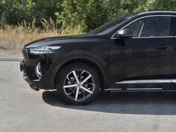 9 999 р. Защита переднего бампера (1.5 4WD Ø57 мм) SLITKOFF Haval F7x дорестайлинг (2019-2022) (нержавейка с полимерным покрытием, черный)  с доставкой в г. Кемерово. Увеличить фотографию 1