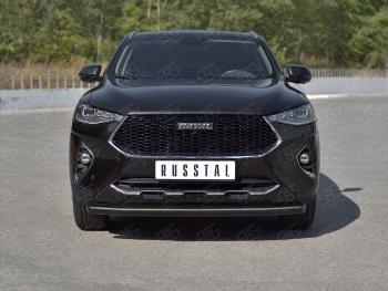 9 999 р. Защита переднего бампера (1.5 4WD Ø57 мм) SLITKOFF  Haval F7x (2019-2022) дорестайлинг (нержавейка с полимерным покрытием, черный)  с доставкой в г. Кемерово. Увеличить фотографию 4