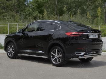 13 999 р. Защита заднего бампера (2 трубы Ø63 и 42 мм, нержавейка) SLITKOFF  Haval F7x (2019-2022) дорестайлинг  с доставкой в г. Кемерово. Увеличить фотографию 3