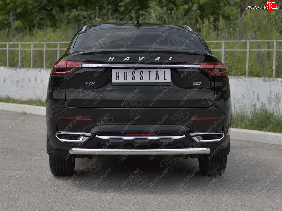 12 949 р. Защита заднего бампера (Ø63 мм, нержавейка) SLITKOFF  Haval F7x (2019-2022) дорестайлинг  с доставкой в г. Кемерово