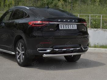12 949 р. Защита заднего бампера (Ø63 мм, нержавейка) SLITKOFF  Haval F7x (2019-2022) дорестайлинг  с доставкой в г. Кемерово. Увеличить фотографию 2