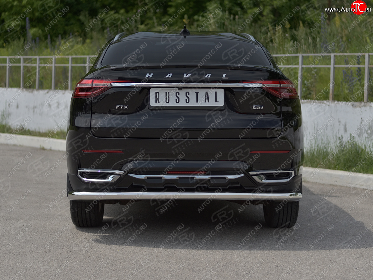 12 849 р. Защита заднего бампера (Ø63 мм, нержавейка) SLITKOFF  Haval F7x (2019-2022) дорестайлинг  с доставкой в г. Кемерово
