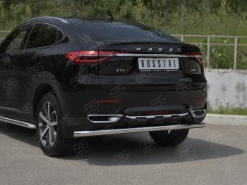 12 849 р. Защита заднего бампера (Ø63 мм, нержавейка) SLITKOFF  Haval F7x (2019-2022) дорестайлинг  с доставкой в г. Кемерово. Увеличить фотографию 2