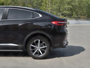 12 349 р. Защита заднего бампера (1.5 4WD Ø57 дуга/Ø42 дуга)  Haval F7x (2019-2022) дорестайлинг (нержавейка с полимерным покрытием, черный)  с доставкой в г. Кемерово. Увеличить фотографию 3
