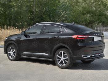 12 349 р. Защита заднего бампера (1.5 4WD Ø57 дуга/Ø42 дуга)  Haval F7x (2019-2022) дорестайлинг (нержавейка с полимерным покрытием, черный)  с доставкой в г. Кемерово. Увеличить фотографию 4