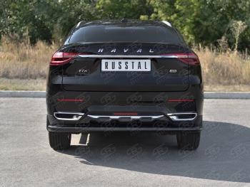 9 399 р. Защита заднего бампера (1.5 4WD Ø57 мм) SLITKOFF  Haval F7x (2019-2022) дорестайлинг (нержавейка с полимерным покрытием, черный)  с доставкой в г. Кемерово. Увеличить фотографию 2