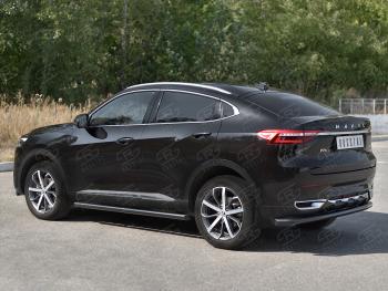 9 399 р. Защита заднего бампера (1.5 4WD Ø57 мм) SLITKOFF  Haval F7x (2019-2022) дорестайлинг (нержавейка с полимерным покрытием, черный)  с доставкой в г. Кемерово. Увеличить фотографию 3