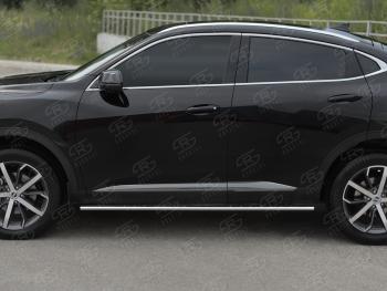 23 749 р. Защита порогов (Ø75x42 мм, с проступью) Russtal Haval F7x дорестайлинг (2019-2022) (полированная нержавейка)  с доставкой в г. Кемерово. Увеличить фотографию 2