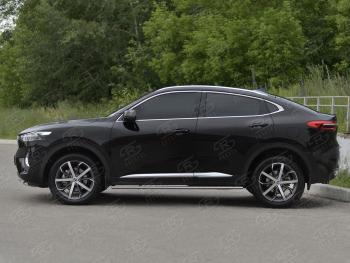 23 749 р. Защита порогов (Ø75x42 мм, с проступью) Russtal Haval F7x дорестайлинг (2019-2022) (полированная нержавейка)  с доставкой в г. Кемерово. Увеличить фотографию 3