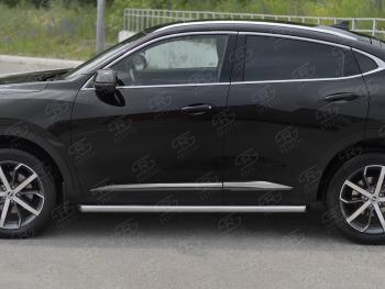 16 949 р. Защита порогов (Ø63 мм) SLITKOFF Haval F7x дорестайлинг (2019-2022) (полированная нержавейка, торцы 45°)  с доставкой в г. Кемерово. Увеличить фотографию 2