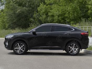 16 949 р. Защита порогов (Ø63 мм) SLITKOFF Haval F7x дорестайлинг (2019-2022) (полированная нержавейка, торцы 45°)  с доставкой в г. Кемерово. Увеличить фотографию 3