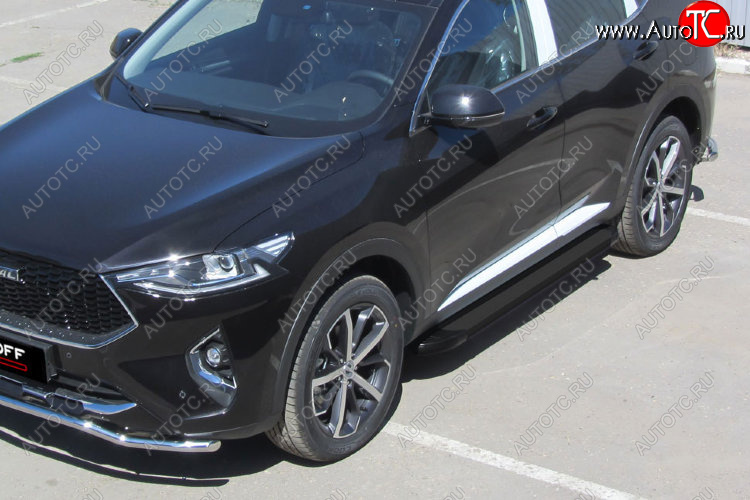 13 349 р. Пороги алюминиевые Slitkoff Optima  Haval F7 - F7x (Black )  с доставкой в г. Кемерово