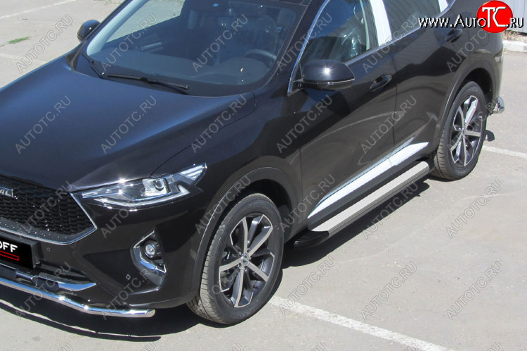 13 349 р. Пороги алюминиевые Slitkoff Optima  Haval F7 - F7x (Silver)  с доставкой в г. Кемерово