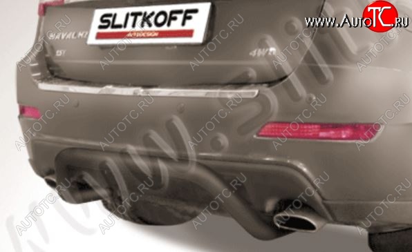 7 599 р. Защита заднего бампера Slitkoff (d57, скоба)  Haval H2 (2014-2021) (Сталь с полимерным покрытием. Цвет: чёрный)  с доставкой в г. Кемерово