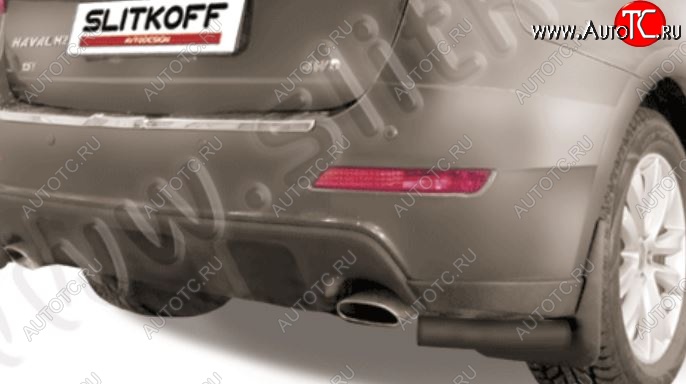 6 499 р. Защита заднего бампера Slitkoff (d57, уголки)  Haval H2 (2014-2021) (Сталь с полимерным покрытием. Цвет: чёрный)  с доставкой в г. Кемерово