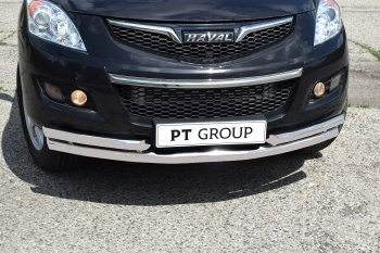 Защита переднего бампера Petroil Tuning (Ø63/51 мм) Haval H5 (2020-2023) рестайлинг (Сталь с полимерным покрытием в цвет: серебристый ❞Искра❝)