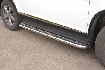 15 799 р. Порожки для ног из трубы Ø51 с алюминиевой площадкой Petroil Tuning  Haval H6 (2013-2020) (Нержавеющая полированная сталь)  с доставкой в г. Кемерово. Увеличить фотографию 2