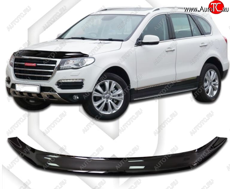 2 159 р. Дефлектор капота CA-Plastiс Haval H8 (2015-2017) (Classic черный, Без надписи)  с доставкой в г. Кемерово
