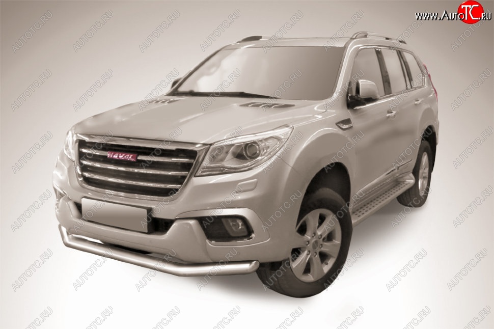 14 499 р. Защита переднего бампера Slitkoff (d76 мм)  Haval H9 (2017-2019) 1-ый рестайлинг (Нержавеющая сталь)  с доставкой в г. Кемерово