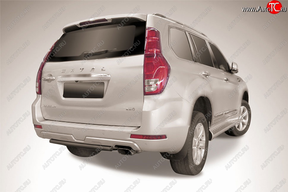 4 999 р. Защита заднего бампера Slitkoff (короткая, d57)  Haval H9 (2017-2019) 1-ый рестайлинг (Сталь с полимерным покрытием. Цвет: чёрный )  с доставкой в г. Кемерово