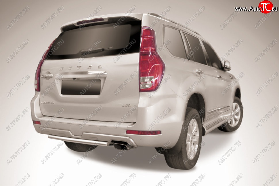 4 999 р. Защита заднего бампера Slitkoff (короткая, d57)  Haval H9 (2017-2019) 1-ый рестайлинг (Сталь с полимерным покрытием. Цвет: серебристый)  с доставкой в г. Кемерово