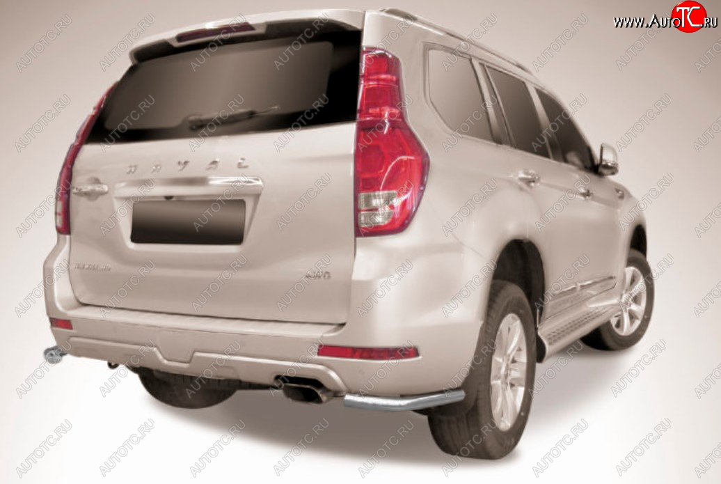 4 999 р. Защита заднего бампера Slitkoff (Ø 57 мм, уголки)  Haval H9 (2017-2019) 1-ый рестайлинг (Сталь с полимерным покрытием. Цвет: серебристый)  с доставкой в г. Кемерово