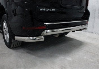 Защита заднего бампера (овальная) ТСС 75х42 мм Haval H9 (2017-2019) 1-ый рестайлинг
