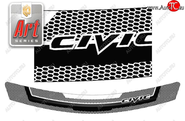 2 199 р. Дефлектор капота CA-Plastiс  Honda Civic  FD (2005-2011) седан дорестайлинг, седан рестайлинг (Серия Art белая)  с доставкой в г. Кемерово