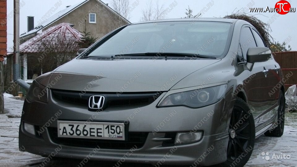 649 р. Реснички на фары Style  Honda Civic  FD (2005-2011) седан дорестайлинг, седан рестайлинг (Неокрашенные)  с доставкой в г. Кемерово