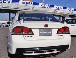 8 649 р. Задний бампер с элероном TYPE R DESIGN Honda Civic FD седан дорестайлинг (2005-2008) (Неокрашенный)  с доставкой в г. Кемерово. Увеличить фотографию 1