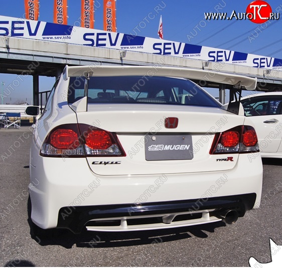 8 649 р. Задний бампер с элероном TYPE R DESIGN Honda Civic FD седан дорестайлинг (2005-2008) (Неокрашенный)  с доставкой в г. Кемерово