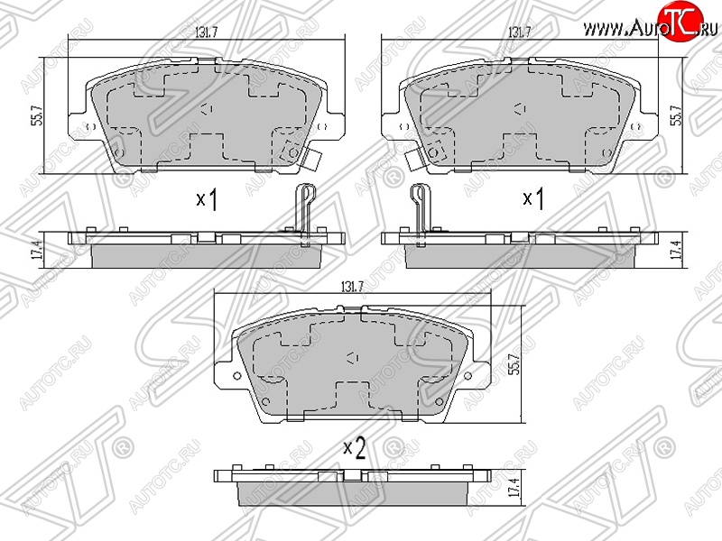 1 169 р. Колодки тормозные передние SAT Honda Civic FK,FN хэтчбэк 5 дв. дорестайлинг (2005-2008)  с доставкой в г. Кемерово