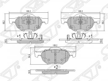 Колодки тормозные передние SAT Honda Accord 7 CL седан дорестайлинг (2002-2005)