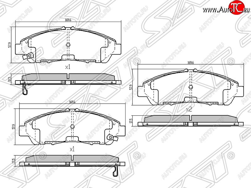 1 399 р. Колодки тормозные SAT (передние) Honda Accord 8 CU седан дорестайлинг (2008-2011)  с доставкой в г. Кемерово