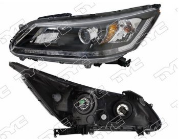 Левая фара передняя TYC (диодная полоса, Евросвет) Honda Accord 9 CR седан дорестайлинг (2013-2016)