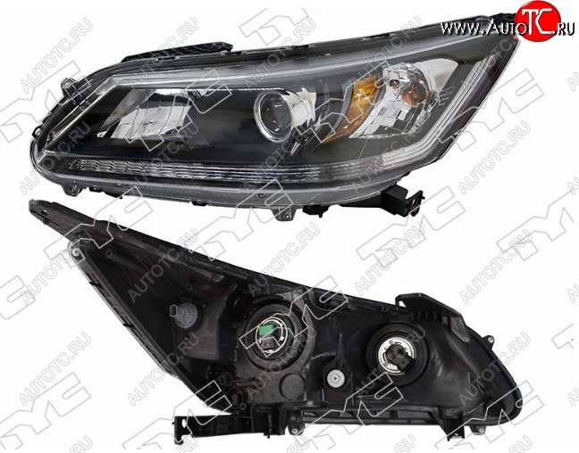 5 299 р. Левая фара передняя TYC (диодная полоса, Евросвет) Honda Accord 9 CR седан дорестайлинг (2013-2016)  с доставкой в г. Кемерово